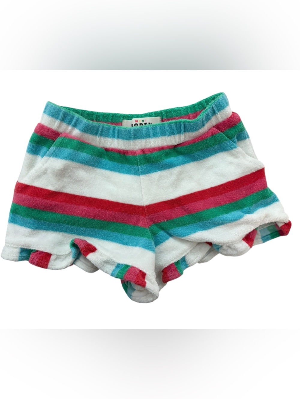 Mini Boden Striped Terry Cloth Shorts Ruffled 💕